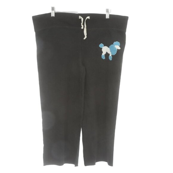 Left Field Unisex Black Poodle Embroidered Cropped Sweatpants Large NWT MSRP $68 - Picture 1 of 7